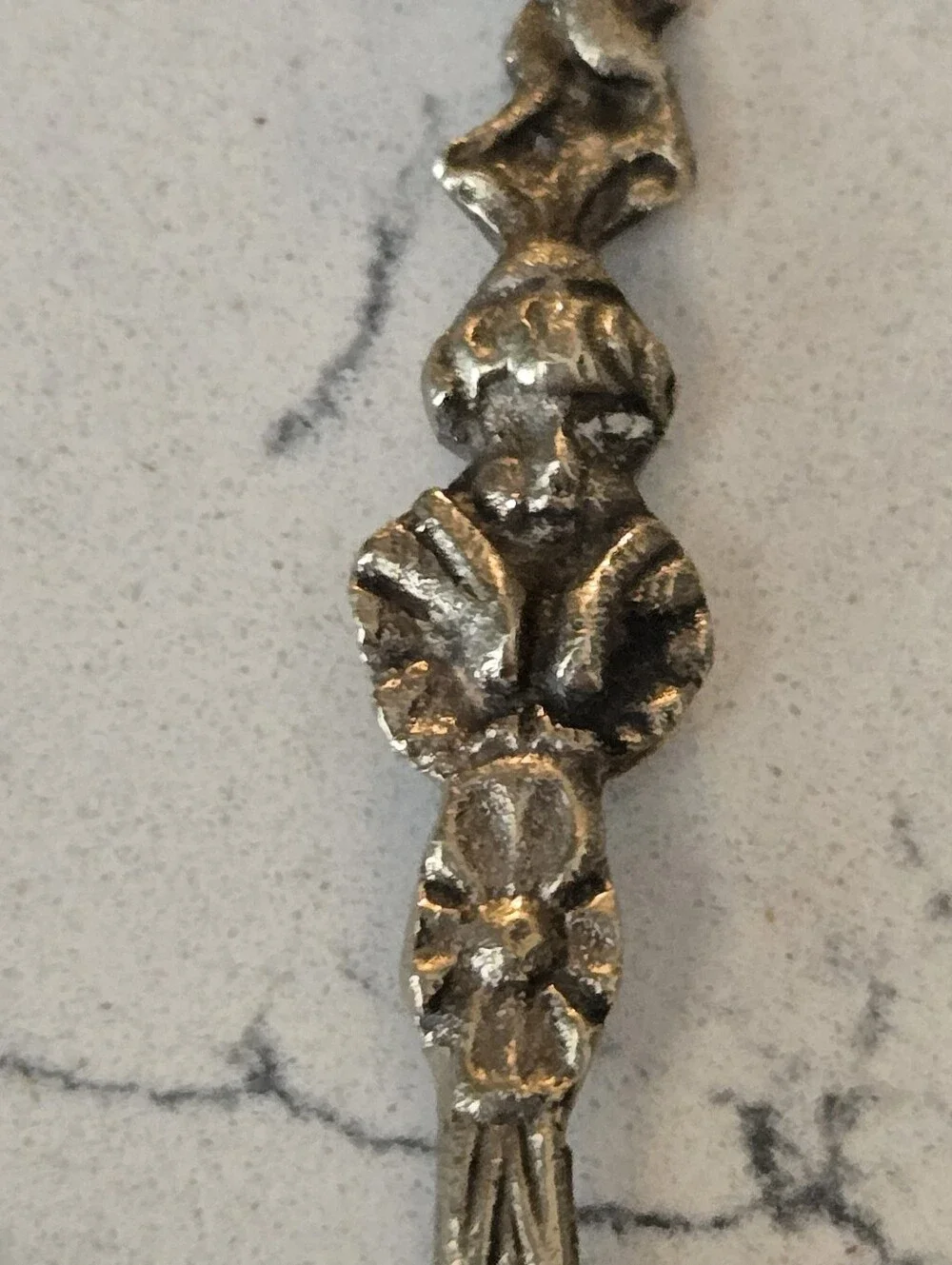 Antique Spoons Ornate Silver-Tone Decorative Dessert Spoons -Set of 6. 4in Italy